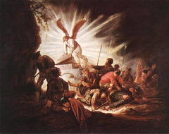 El ángel abre la tumba de Cristo
